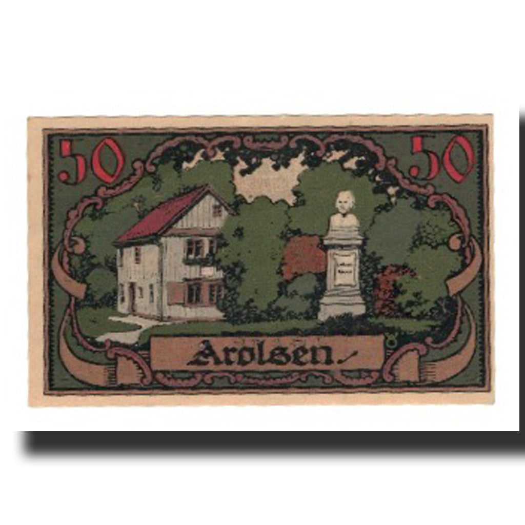 Banknote, Germany, Arolsen Stadt, 50 Pfennig, Maison, 1921, AU(55-58), Mehl:44.1