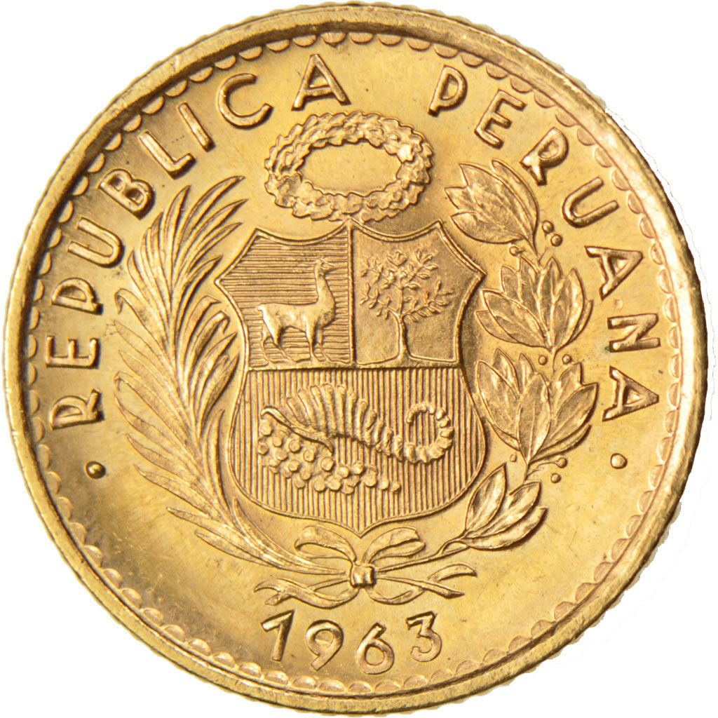PERU, 10 Soles, 1963, Lima, KM #236, MS(63), Gold, 4.69