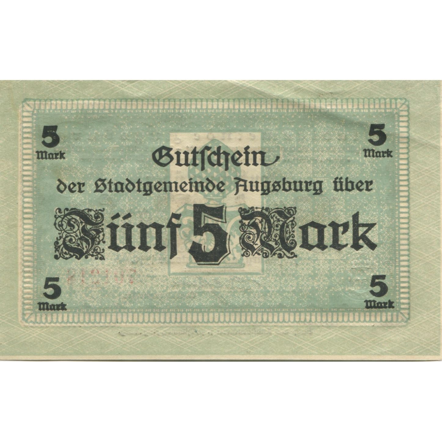 Banconote, Germania, Augsburg Stadt, 5 Mark, valeur faciale, 1919, 1919-02-01