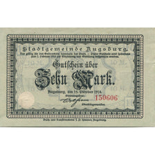 Banknote, Germany, Augsburg Stadt, 10 Mark, valeur faciale, 1919, 1919-02-01