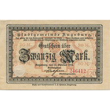 Banconote, Germania, Augsburg Stadt, 20 Mark, valeur faciale, 1919, 1919-02-01
