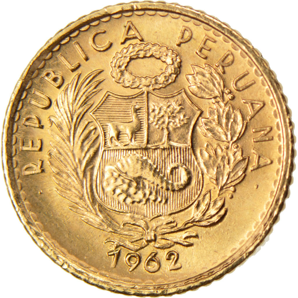 PERU, 5 Soles, 1962, Lima, KM #235, MS(63), Gold, 2.33