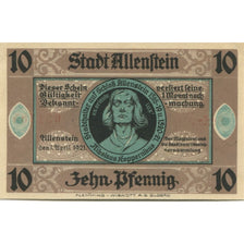 Banknote, Germany, Allenstein Stadt, 10 Pfennig, paysage, 1921, 1921-04-01