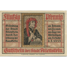 Banknote, Germany, Allenstein Stadt, 50 Pfennig, Batiment, 1921, 1921-04-01