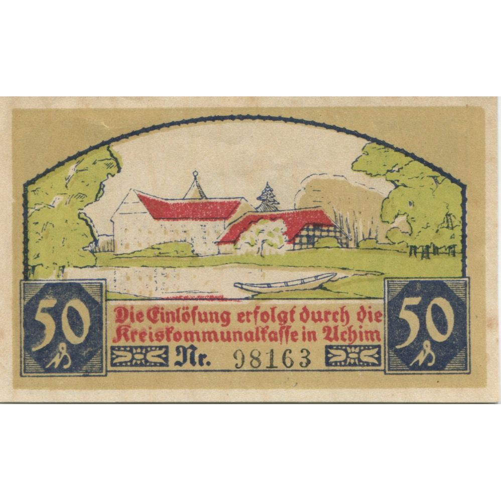 Banknote, Germany, Achim Kreis, 50 Pfennig, paysage, 1921, 1921-01-15