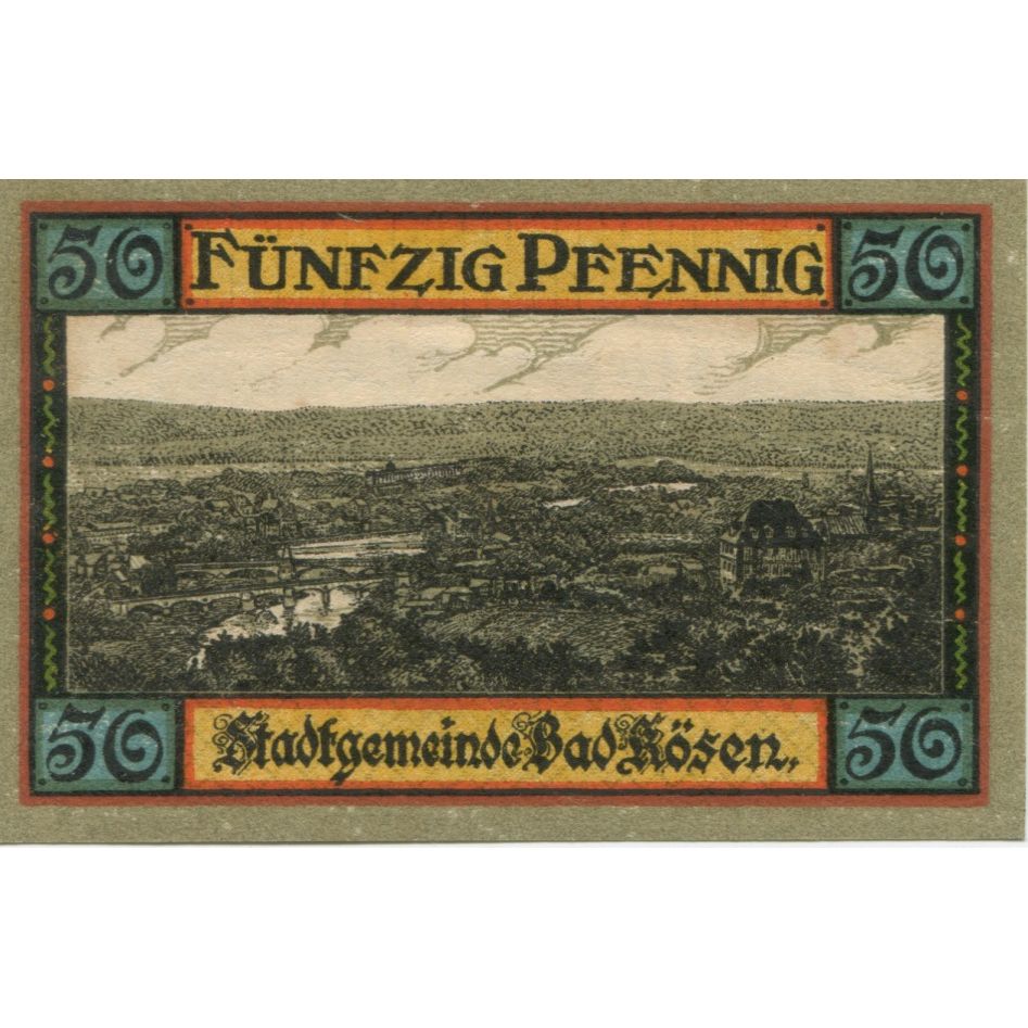 Geldschein, Deutschland, Kösen Bad Stadt, 50 Pfennig, paysage, 1921