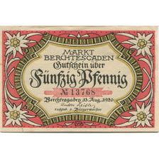 Banknot, Niemcy, Berchtesgaden Marktgemeinde, 50 Pfennig, paysage, 1920