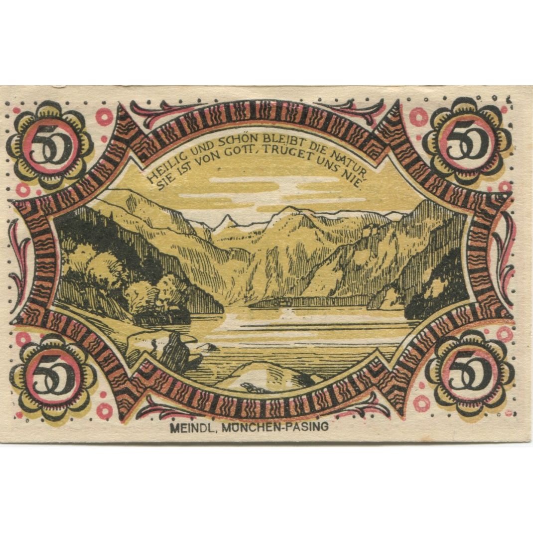 Banknot, Niemcy, Berchtesgaden Marktgemeinde, 50 Pfennig, paysage, 1920