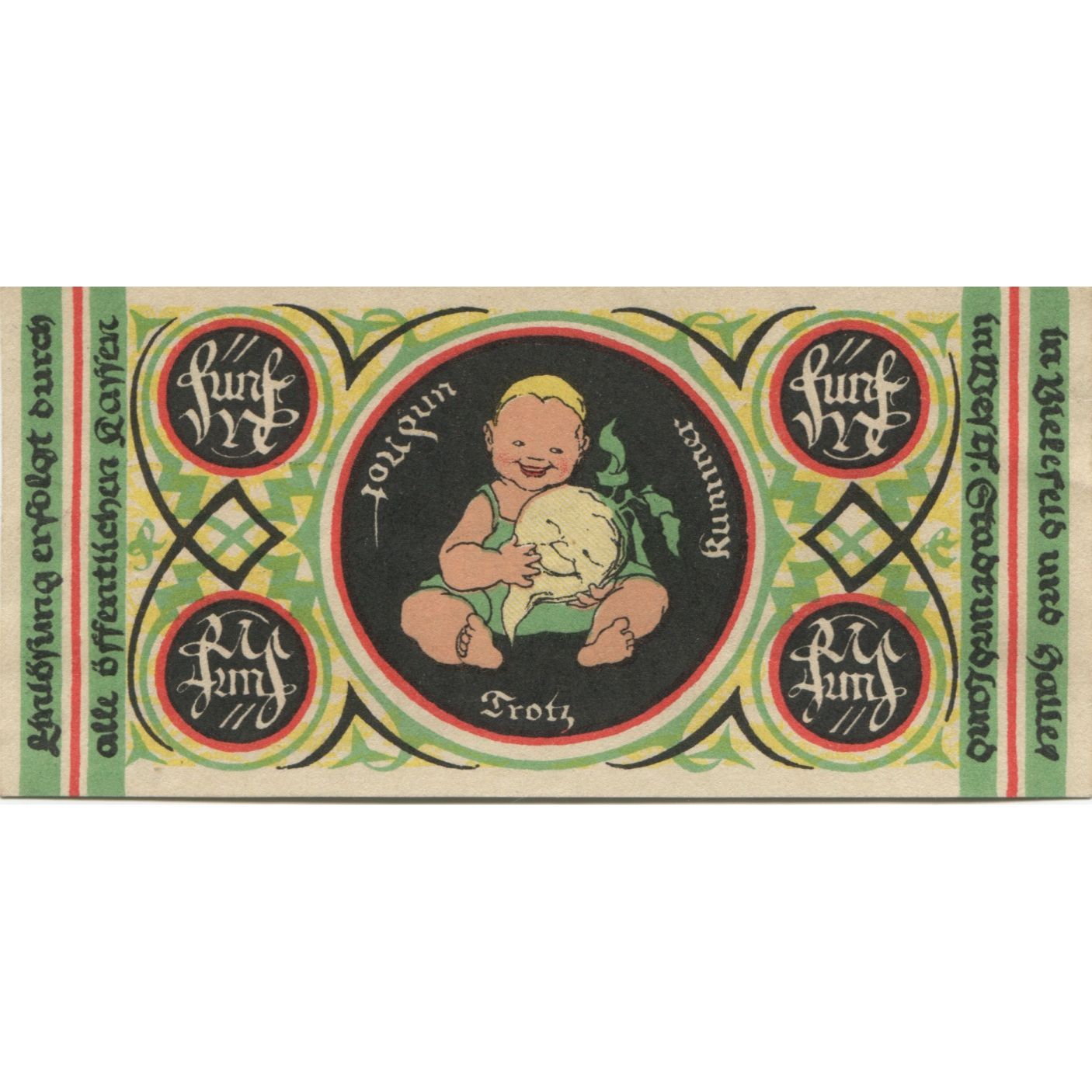 Banknote, Germany, Bielefeld Stadt, 5 Mark, personnage, 1919, 1919-02-01