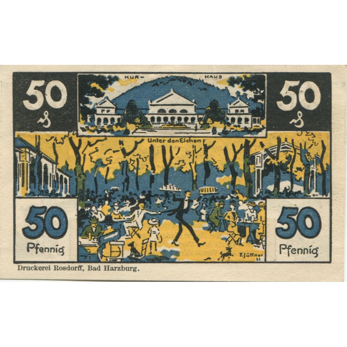 Billet, Allemagne, Harzburg, Bad Stadt, 50 Pfennig, personnage, 1922