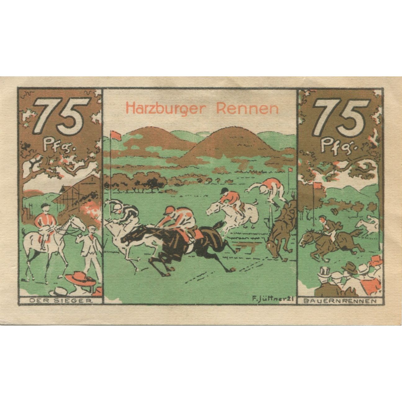 Banknote, Germany, Harzburg, Bad Stadt, 75 Pfennig, personnage, 1922