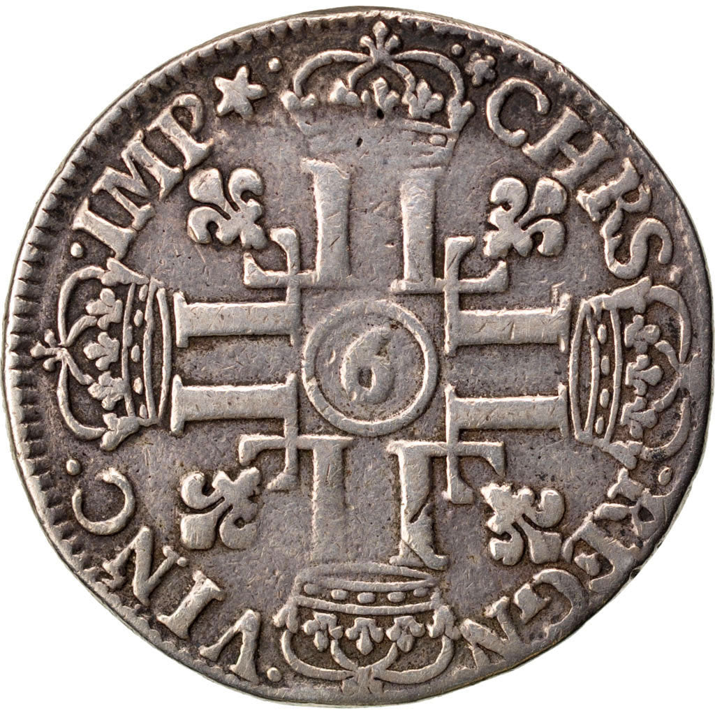 FRANCE, 1/2 Écu aux 8 L, 1/2 ECU, 1691, Rennes, KM #273.17, VF(20-25), Silver, .