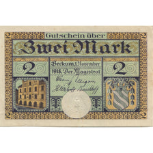 Banknote, Germany, Beckum Stadt, 2 Mark, personnage, 1918, 1918-11-01