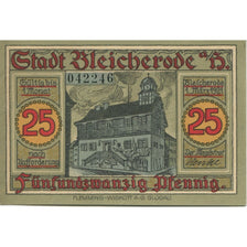 Banknote, Germany, Bleicherode am Harz Stadt, 25 Pfennig, personnage, 1921