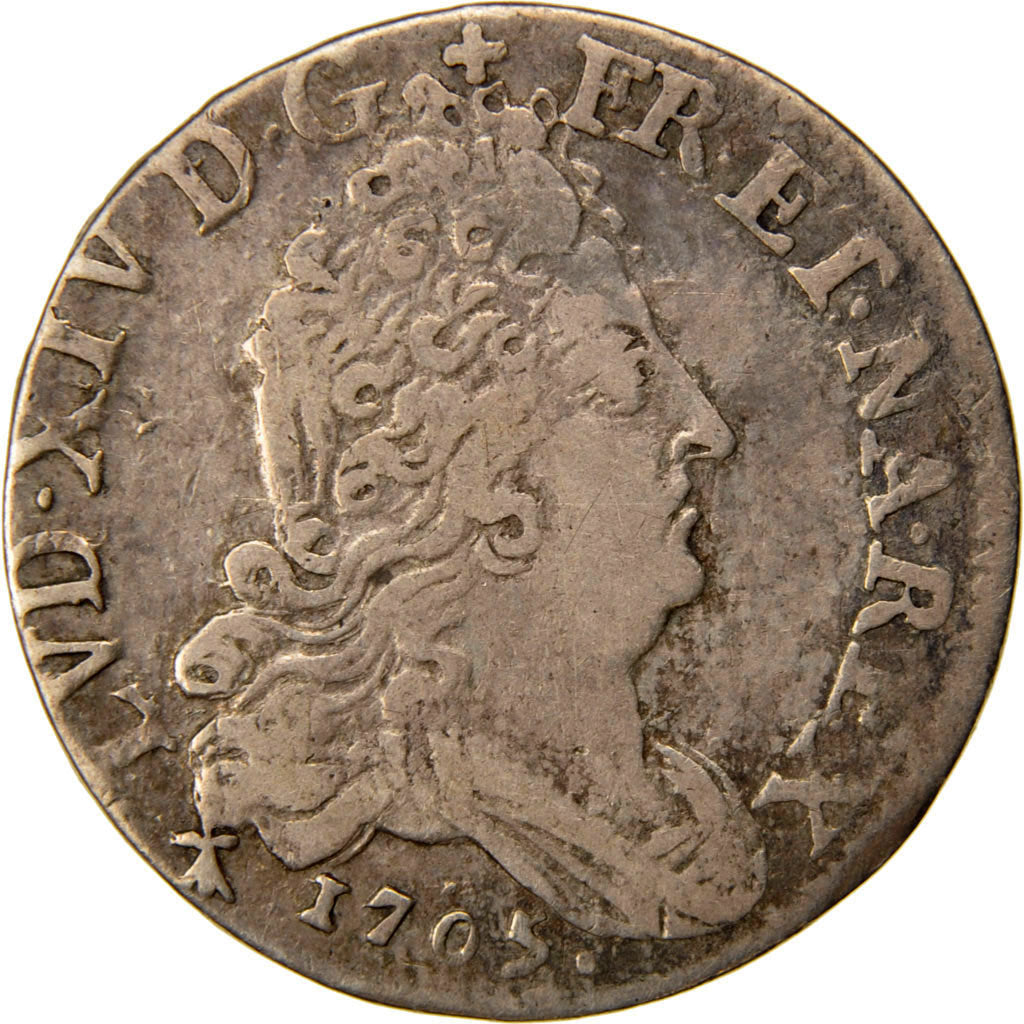 FRANCE, 10 Sols aux couronnes de Metz, 10 Sols-1/8 Ecu, 1705, Metz, KM #348.1,..