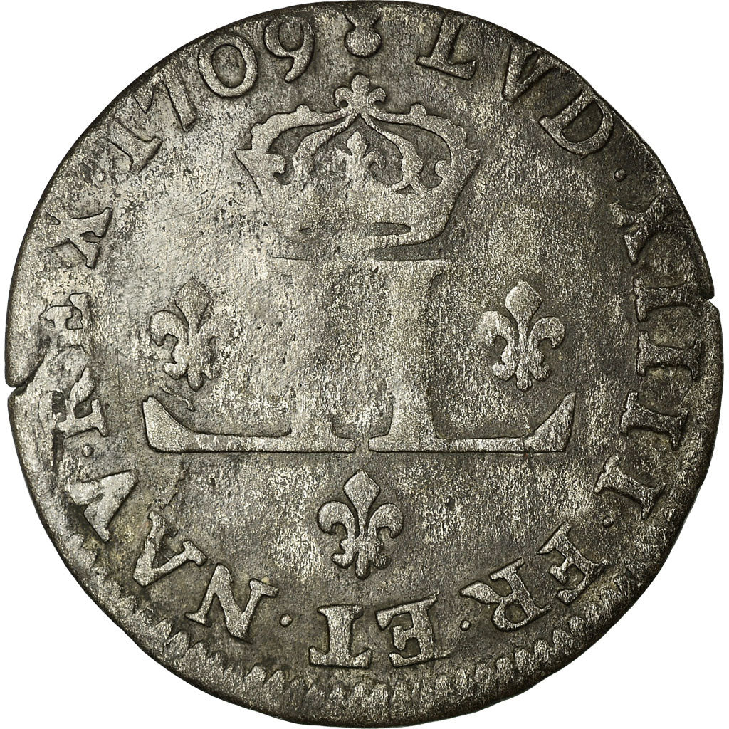 Coin, France, Louis XIV, XXX Deniers aux 2 L couronnés, 30 Deniers, 1709, Metz