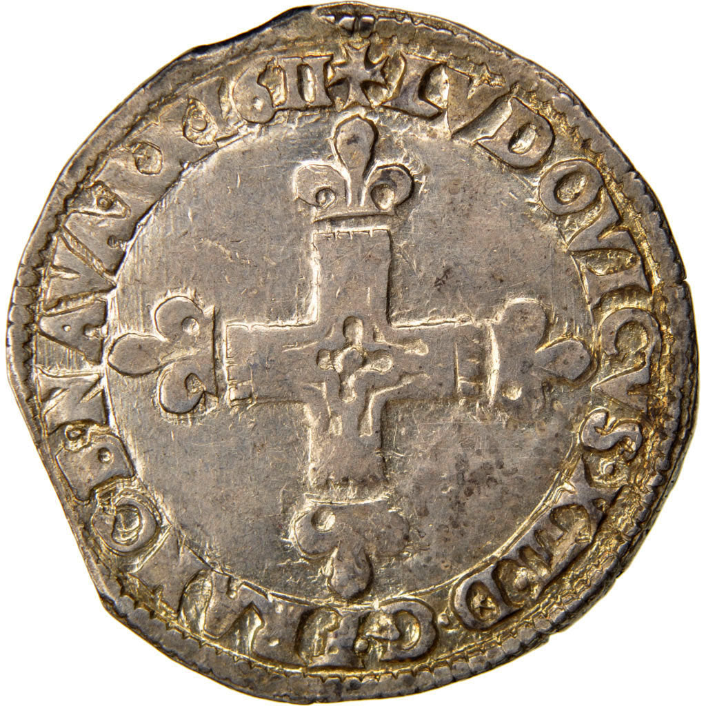 Francia, Louis XIII, 1/4 Écu à la croix, 1/4 Ecu, 1611, Bayonne, MB+, Argen...