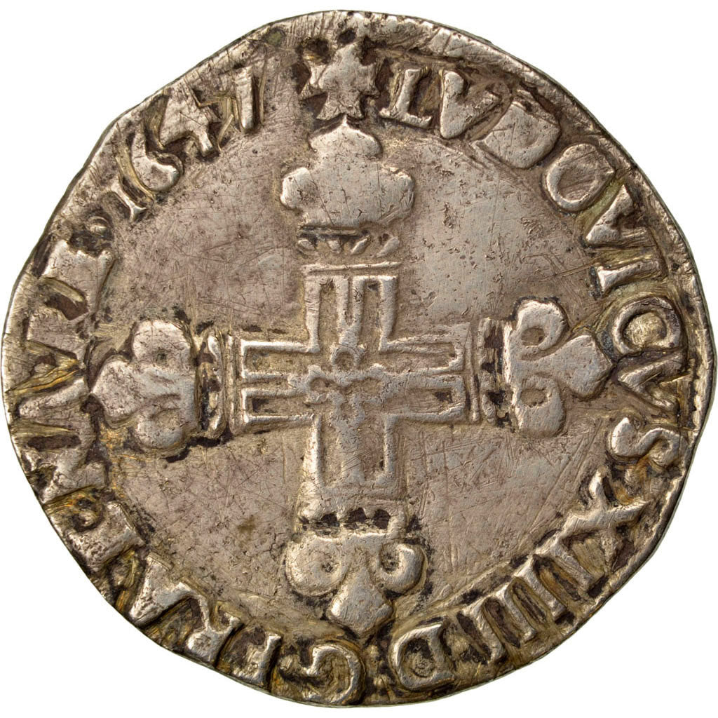 FRANCE, 1/4 Écu, frappé au marteau, 1/4 ECU, 1647, Bayonne, KM #142.10, VF(30-35
