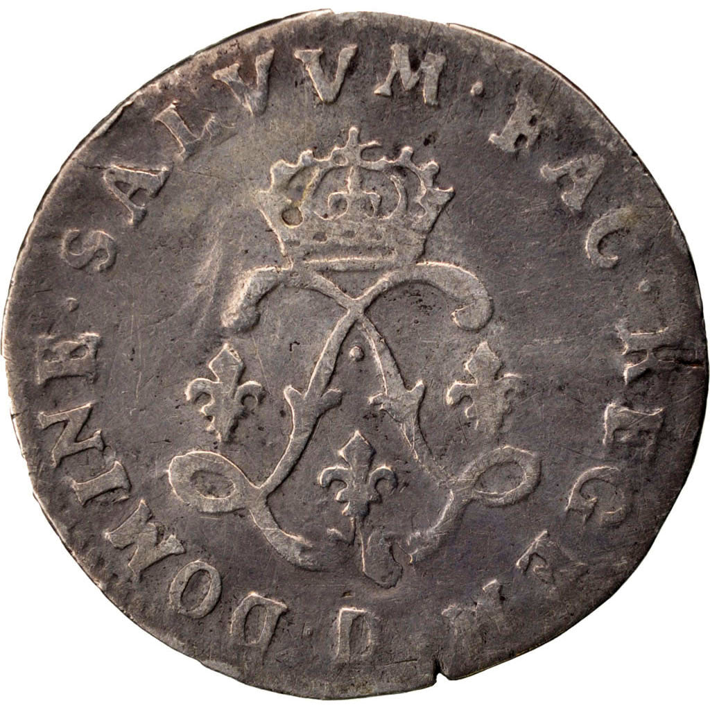 FRANCE, 4 Sols aux 2 L, 4 Sols 2 Deniers, 1692, Lyon, KM #281.4, VF(20-25),...
