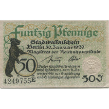 Banknote, Germany, Berlin Stadt, 50 Pfennig, valeur faciale, 1919, 1919-02-01