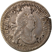 FRANCE, 4 Sols aux 2 L, 4 Sols 2 Deniers, 1692, Bordeaux, KM #281.7, EF(40-45),.