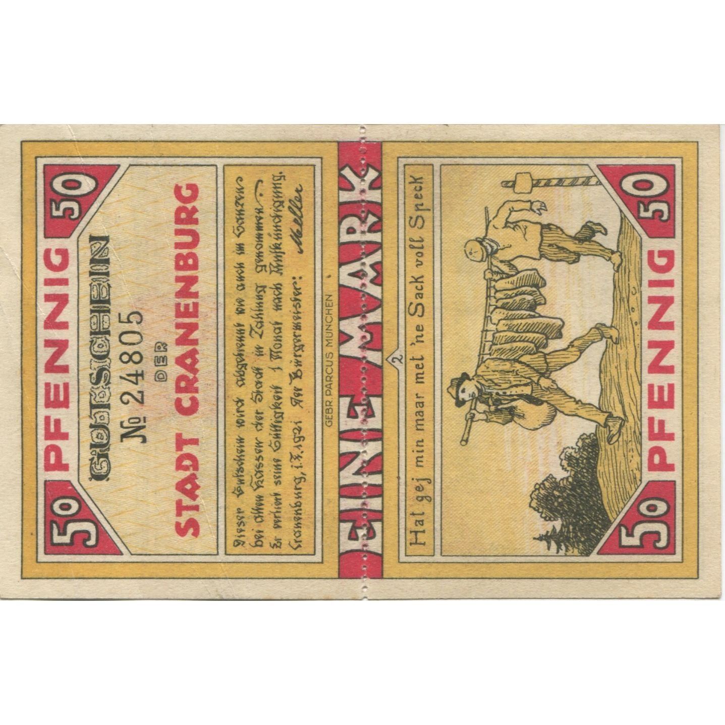 Banknote, Germany, Cranenburg Stadt, 1 Mark, Blason 3, 1921, 1921-02-01