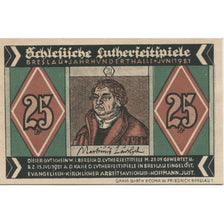 Banknote, Germany, Breslau Evangelisch Kirchlicher Arbeitsausschuß, 25 Pfennig