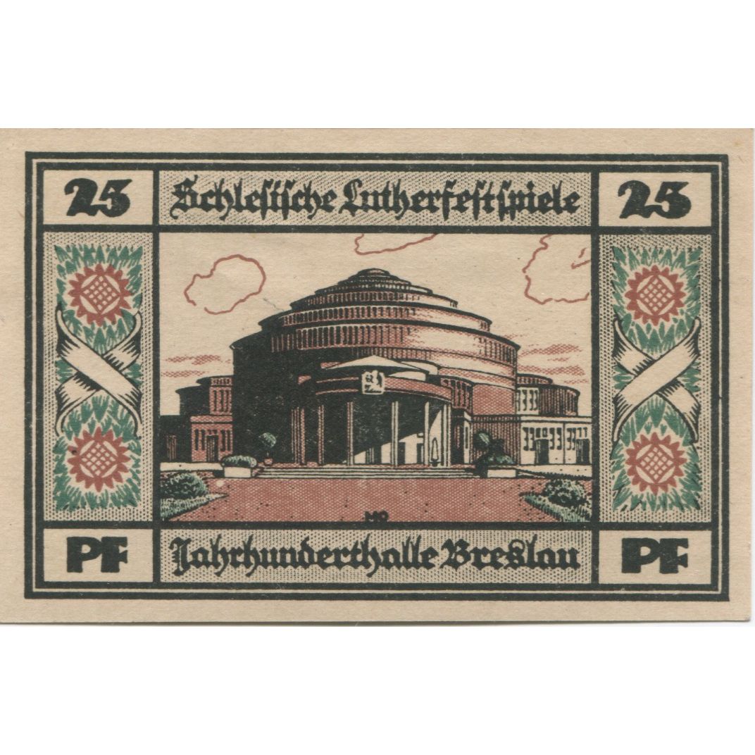 Banknote, Germany, Breslau Evangelisch Kirchlicher Arbeitsausschuß, 25 Pfennig