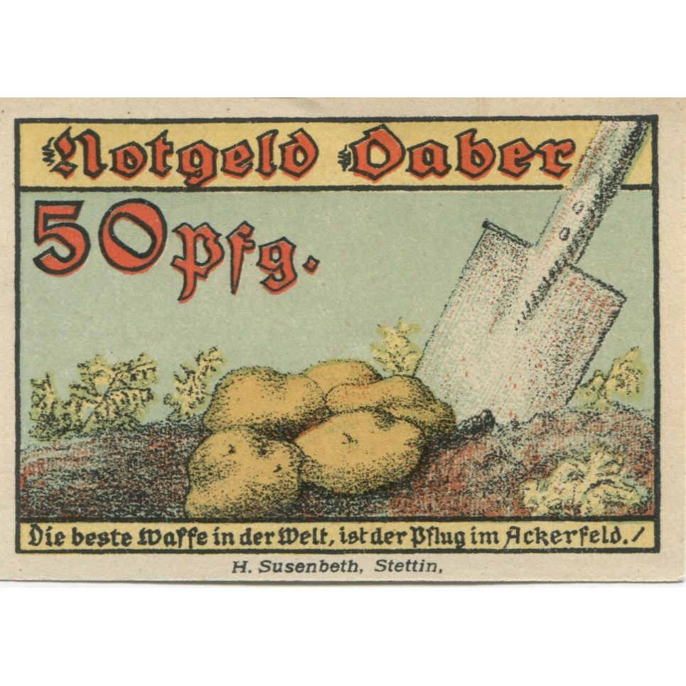 Banknote, Germany, Daber Stadt, 50 Pfennig, Pelle, 1921, 1921-05-01, AU(55-58)