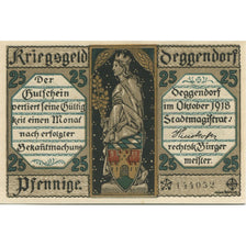 Banknote, Germany, Deggendorf Stadt, 25 Pfennig, Batiment, 1918, AU(55-58)