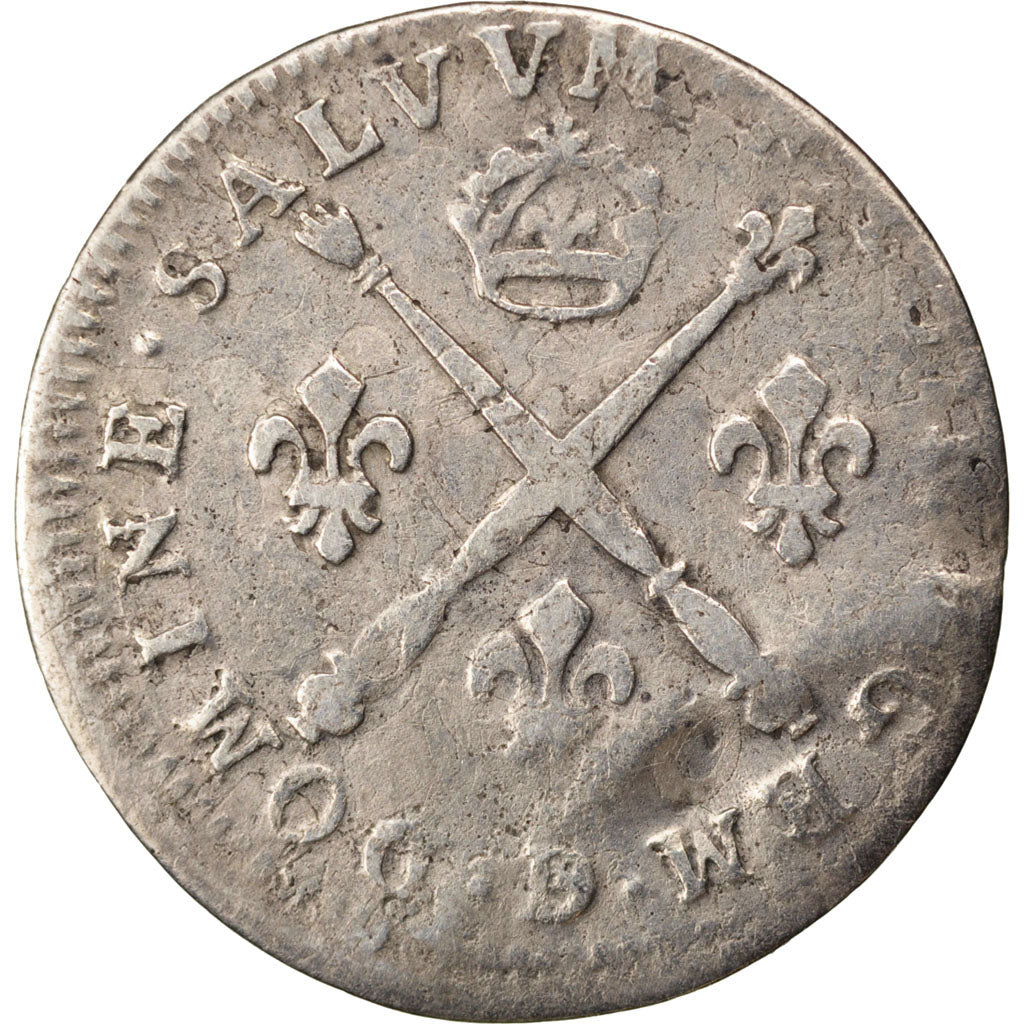 FRANCE, 5 Sols aux insignes, 5 Sols, 1/16 ECU, 1702, Lyon, KM #337.6,...
