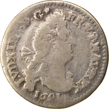 FRANCE, 4 Sols aux 2 L, 4 Sols 2 Deniers, 1691, Bourges, KM #281.18, VF(20-25),.