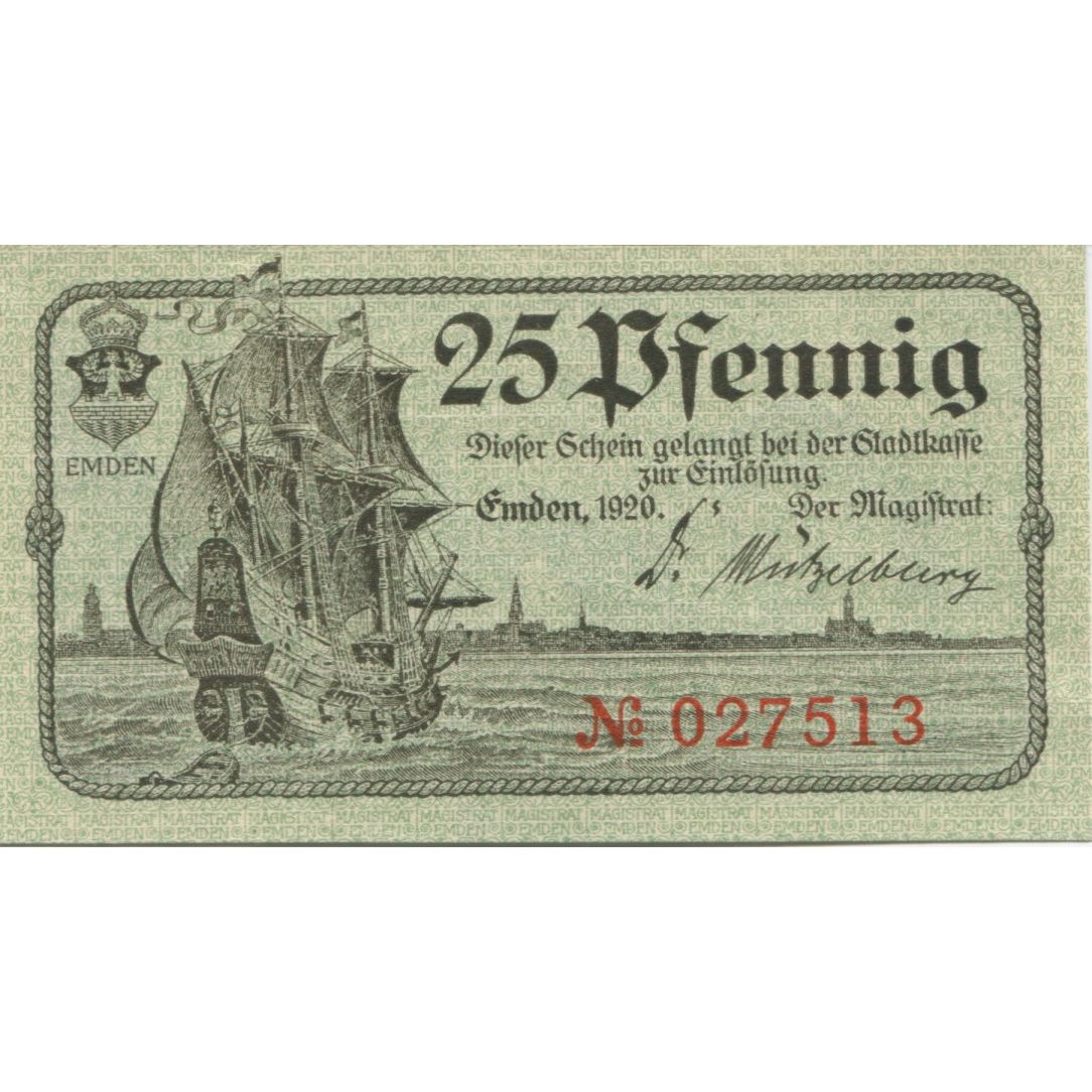 Banknote, Germany, Emden Stadt, 25 Pfennig, Batiment, 1918, 1918-12-15