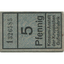 Banknote, Germany, Essen, Krupp, Konsum-Anstalt, 5 Pfennig, N.D, AU(55-58)