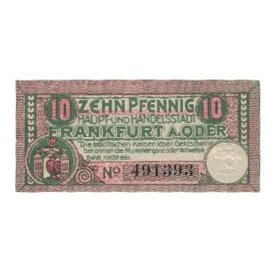 Banknote, Germany, Frankfurt a.d. Oder Stadt, 10 Pfennig, valeur faciale, 1920