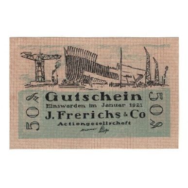 Banknote, Germany, Einswarden Frerichswerft, 50 Pfennig, personnage 2, 1921