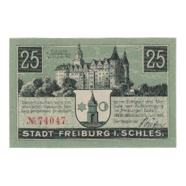 Billet, Allemagne, Freiburg i. Br. Stadt, 25 Pfennig, personnage, 1919