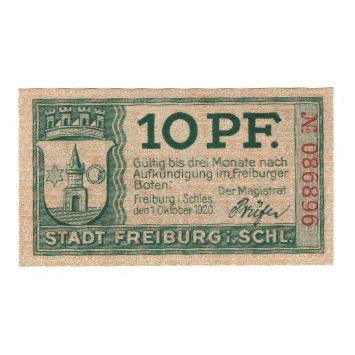 Banknote, Germany, Freiburg i. Br. Stadt, 10 Pfennig, château, 1920