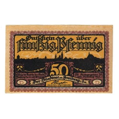 Banknote, Germany, Freiberg Stadt, 50 Pfennig, personnage 3, 1921, AU(55-58)