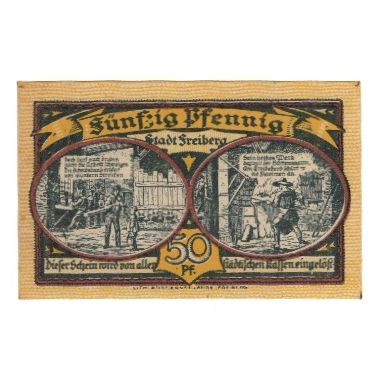 Banknote, Germany, Freiberg Stadt, 50 Pfennig, personnage 3, 1921, AU(55-58)