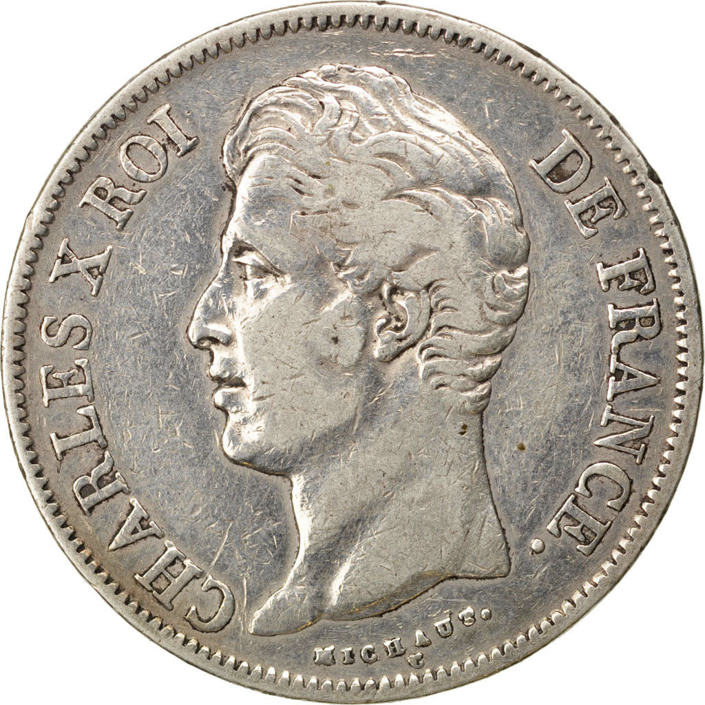 FRANCE, Charles X, 5 Francs, 1830, Paris, KM #728.1, EF(40-45), Silver, Gadoury.