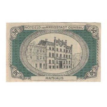 Banconote, Germania, Kreisstadt Guhrau, Bez. Breslau, 50 Pfennig, Batiment