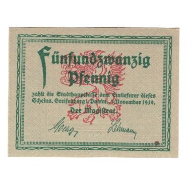 Banknote, Germany, Greifenberg Stadt, 25 Pfennig, Texte, 1921, 1921-03-31