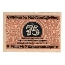 Banknote, Germany, Glatz Städtische Sparkasse, 75 Pfennig, Blason, 1921
