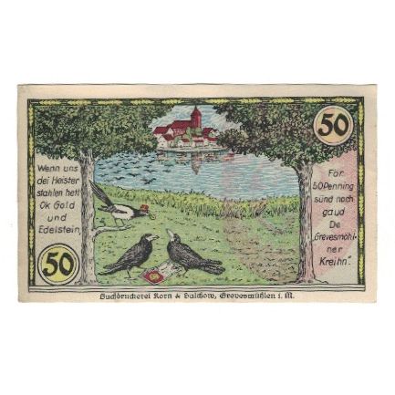 Banknote, Germany, Grevesmuhlen Stadt, 50 Pfennig, oiseaux, 1923, 1923-12-31