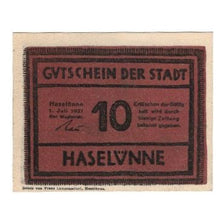 Billet, Allemagne, Haselünne Stadt, 10 Pfennig, paysage, 1921, 1921-10-01, SUP
