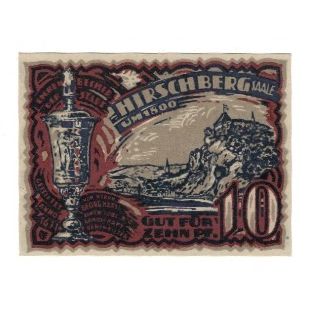 Banknote, Germany, Hirschberg a.d. Saale Stadt, 10 Pfennig, paysage, 1921