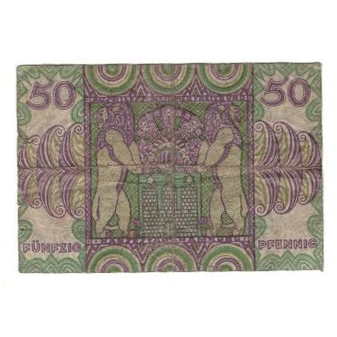 Banknote, Germany, Hamburg Hauptstaatskasse, 50 Pfennig, Lions, 1921