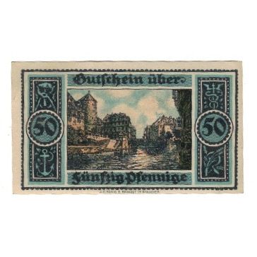 Banknote, Germany, Hannover Handelskammer, 50 Pfennig, paysage, 1921