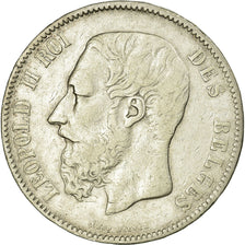 Moneta, Belgia, Leopold II, 5 Francs, 5 Frank, 1865, EF(40-45), Srebro